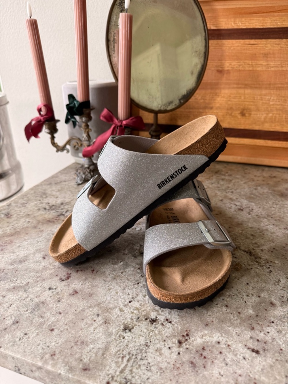 Birkenstock Arizona Sandals – Silver Shimmer ✨ (NEW without box) - Picture 3 of 5